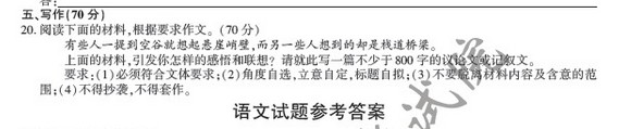 2014福建高考語(yǔ)文作文題目 關(guān)鍵詞：空谷